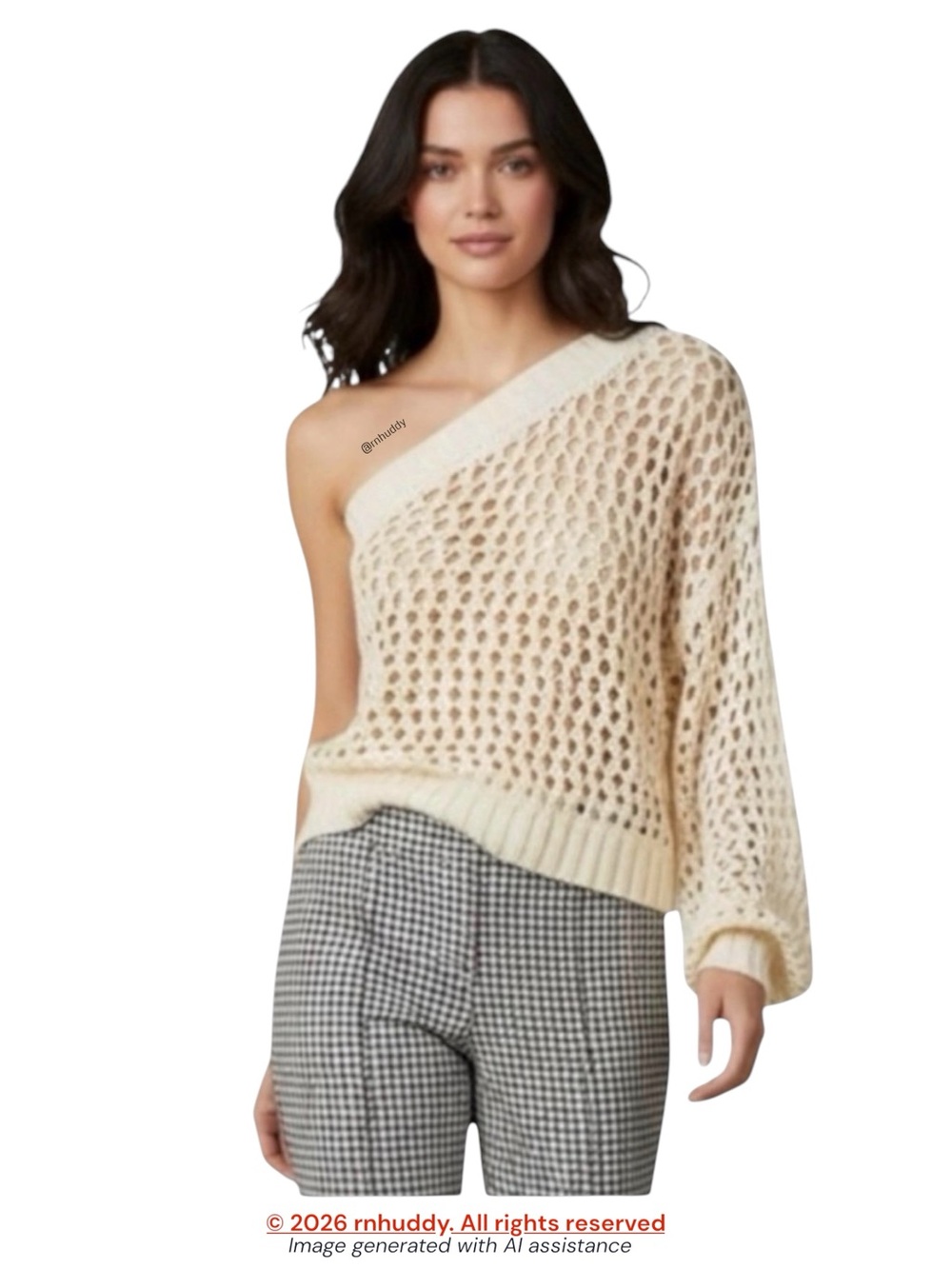 Anthropologie Maeve OS cream crochet one shoulder sweater